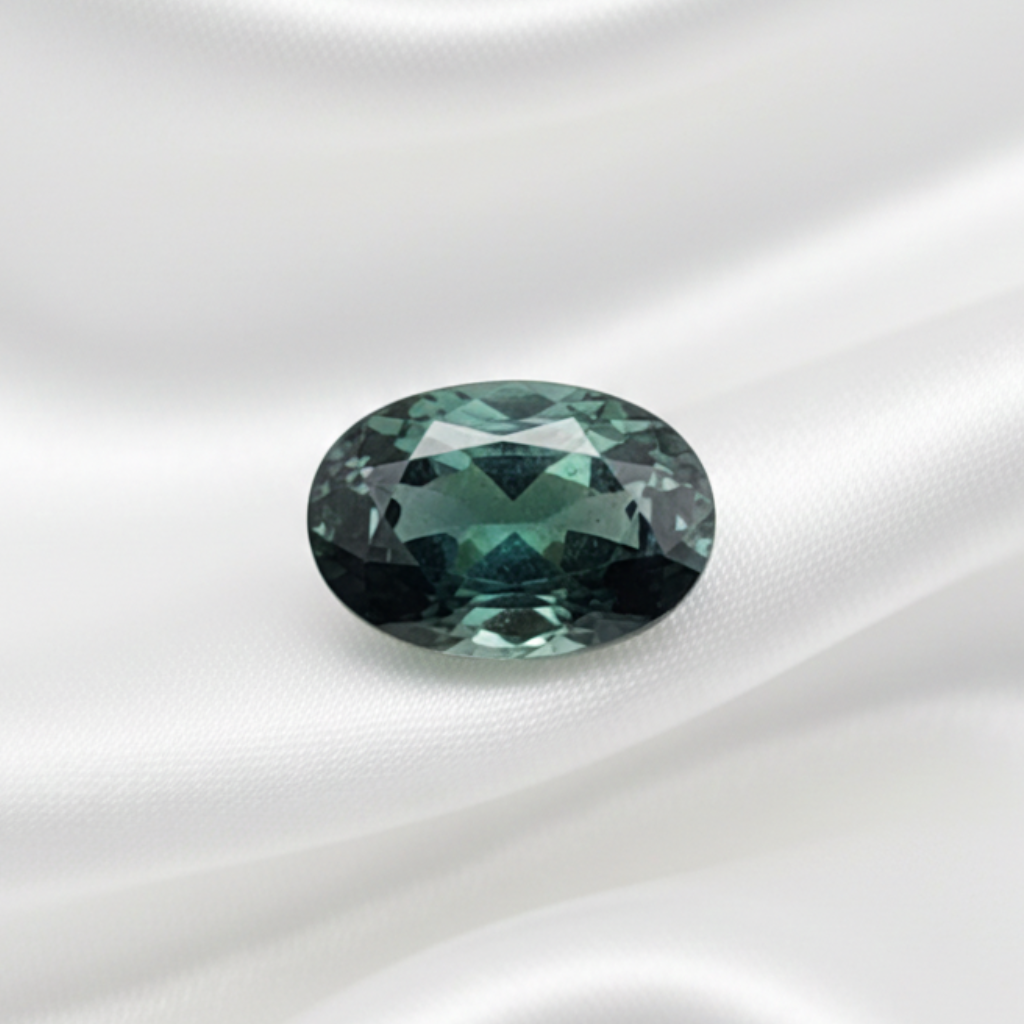 4.05 CT Natural Teal Sapphire - Unheated_silky_background