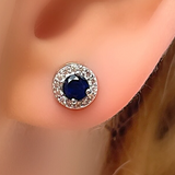 Blue Sapphire Earring-Ladies Earrings-round earring