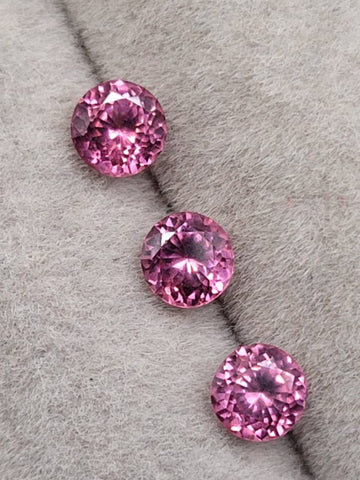 4.6 mm  Natural Padparadscha Set of 3 Unheated