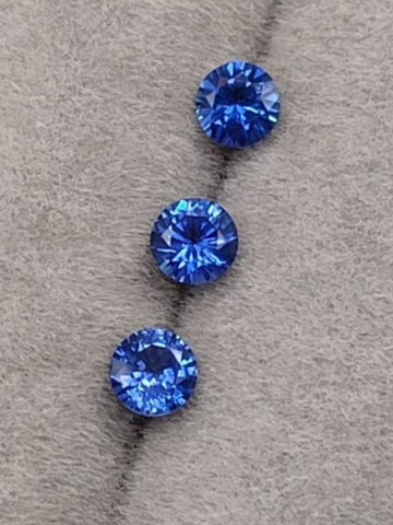 0.90 Carat  Natural Blue Sapphire Set of 3 Unheated