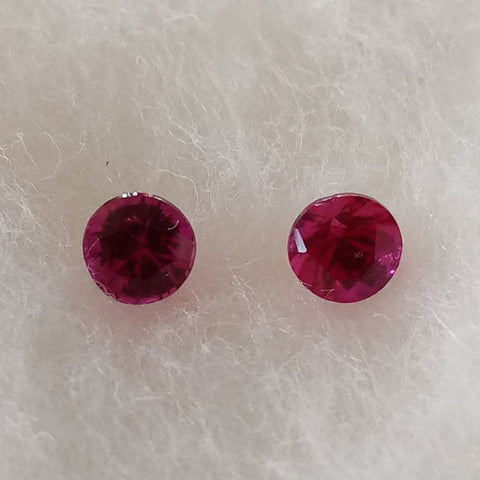 0.55 Carat Natural Ruby Pair - Unheated - Round Shape