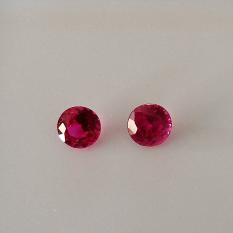 0.20 Carat Natural Ruby Pair - Unheated - Round Shape